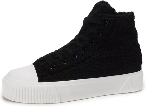 PepStep Women's Fashion Platform High Top Sneakers, Cute Corduroy or Faux Lamb's Fur Upper，Memory Foam Insole,Trendy Slim Shoe Lace in Kuwait