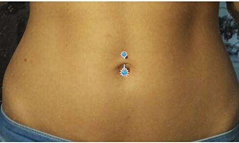 OUFER 14G Double Round Cubic Zircon Filigree Opal Center 316L Surgical Steel Belly Button Rings Navel Rings Belly Piercing in Saudi Arabia
