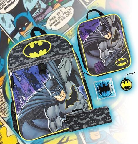 Bioworld Batman 16" Backpack 5 PC Classic Comic Design Combo Set in Saudi Arabia
