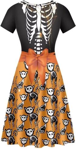 PinUp Angel Women's Cute Print Short Sleeve Unique Casual Flared A Line Party Short Dress in Kuwait