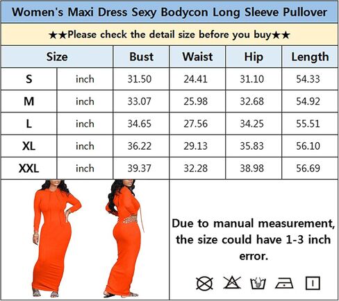 WUSENST Women's Maxi Dress Sexy Bodycon Long Sleeve Pullover Hoodie Casual Slim Sweatshirt in Kuwait