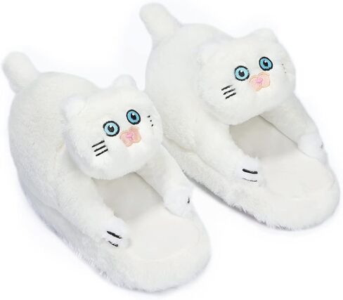 Alayger شباشب نسائية قطيفة على شكل قطة Kawaii للمنزل داخلي ناعمة مضادة للانزلاق أحذية شتوية لطيفة دافئة على الأرض شباشب كرتونية in Kuwait