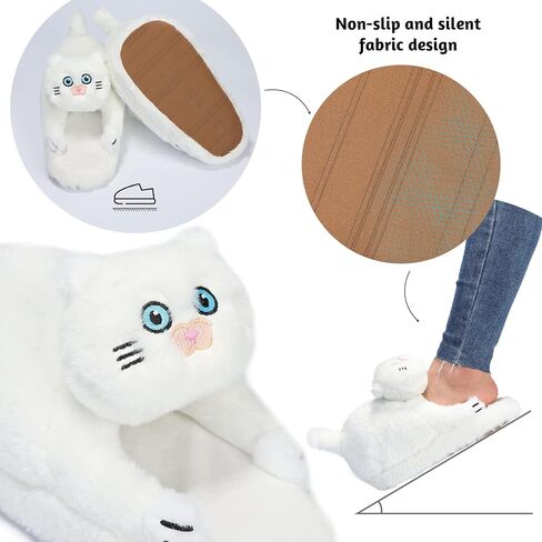 Alayger شباشب نسائية قطيفة على شكل قطة Kawaii للمنزل داخلي ناعمة مضادة للانزلاق أحذية شتوية لطيفة دافئة على الأرض شباشب كرتونية in Kuwait