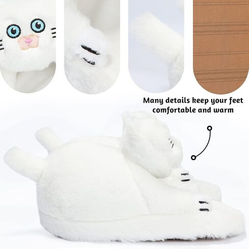 Alayger شباشب نسائية قطيفة على شكل قطة Kawaii للمنزل داخلي ناعمة مضادة للانزلاق أحذية شتوية لطيفة دافئة على الأرض شباشب كرتونية in Kuwait