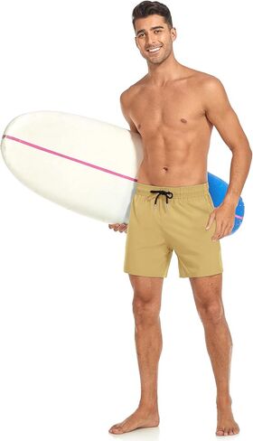 سروال سباحة رجالي من Yaavii مع بطانة ضغط، شورت شاطئ سريع الجفاف مع جيب بسحاب in Kuwait