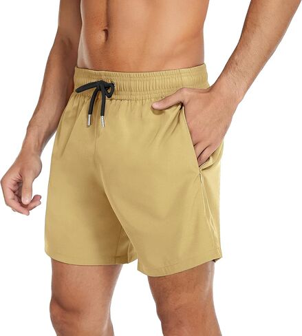 سروال سباحة رجالي من Yaavii مع بطانة ضغط، شورت شاطئ سريع الجفاف مع جيب بسحاب in Kuwait
