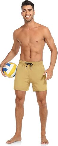 سروال سباحة رجالي من Yaavii مع بطانة ضغط، شورت شاطئ سريع الجفاف مع جيب بسحاب in Kuwait