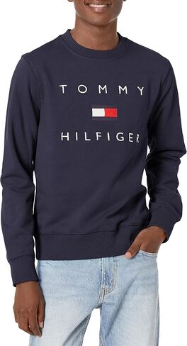 Tommy Hilfiger Men's Long Sleeve Fleece Logo Crewneck Sweatshirt in Saudi Arabia