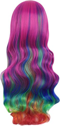 MapofBeauty 28 Inch/70 cm Beautiful Long Wavy Harajuku Style Cosplay Side Bangs Wigs (Lake Green/Grass Green) (Mixed Green) in Kuwait