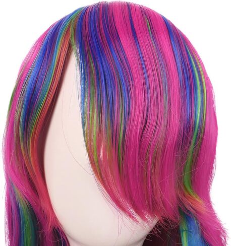 MapofBeauty 28 Inch/70 cm Beautiful Long Wavy Harajuku Style Cosplay Side Bangs Wigs (Lake Green/Grass Green) (Mixed Green) in Kuwait