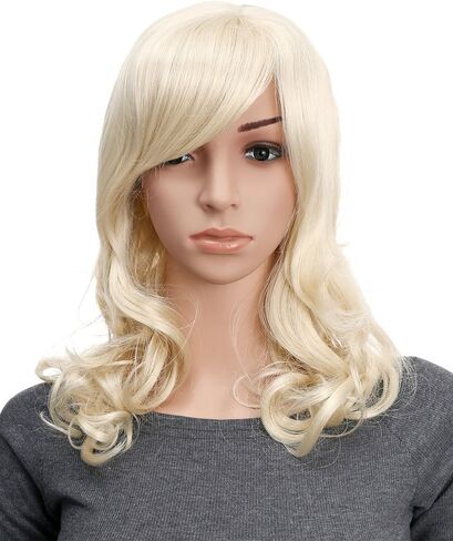 Onedor Full Head Beautiful Long Curly Wave Stunning Wig Charming Curly Costume Wigs with Fringe (24H613 Blonde Highlights) in Kuwait
