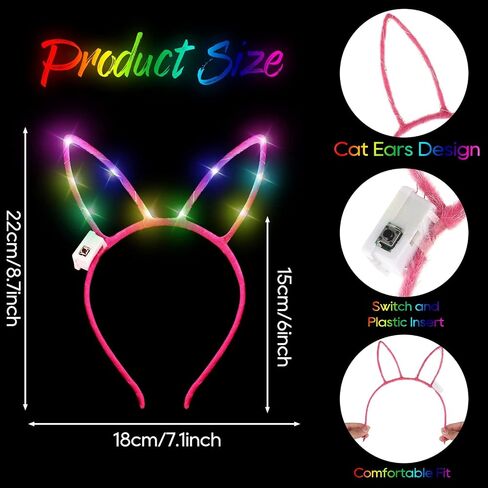 WILLBOND 40 Pcs Light up Headband LED Bunny Ears Headband Glow Hair Accessories for Women Girls Costume Party Supply, 10 Colors in Saudi Arabia
