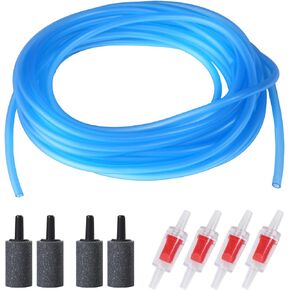 ALEGI 12 Feet Aquarium Airline Tubing Standard with 4 Air Stones and 4 Check Valves for Fish Tank Air Pump, Clear