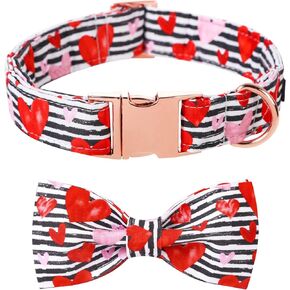 Lionet Paws Valentines Dog Collar with Bowtie, Dog Sailor Bow Collar with Metal Buckle for Dogs, Adjustable Comfortable Dogs Collars Girl, M, Neck 13.5-22 in in Kuwait