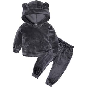 MYGBCPJS 2Pcs Fashion Toddler Baby Girl Velvet Sweatshirt Tops Pant Set Tracksuit