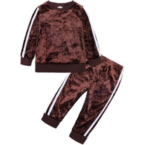 MYGBCPJS 2Pcs Fashion Toddler Baby Girl Velvet Sweatshirt Tops Pant Set Tracksuit in Kuwait