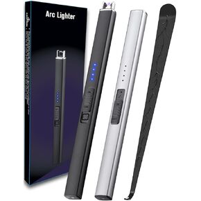 2 حزمة ولاعة شمعة كهربائية طويلة ولاعة USB قابلة لإعادة الشحن ولاعة بلازما عديمة اللهب مقاومة للرياح للتخييم بالشموع in Kuwait