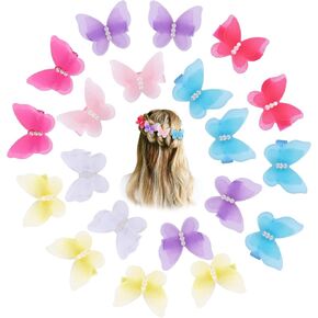 20 عبوة من مشابك شعر البنات الصغيرة، مشابك فراشة شيفون ثلاثية الأبعاد، مشابك شعر للفتيات الصغيرات، إكسسوارات شعر الفراشة من شعر التمساح in Kuwait