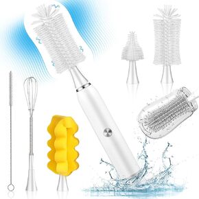 Electric Baby Bottle Brush, BicycleStore Waterproof Bottle Brush Cleaner Set with 4 Adjustable Speed, USB Rechargeable Water Bottle Scrubber Brushes with 5 Head for Baby Bottle and Kitchen Cleaning in Kuwait