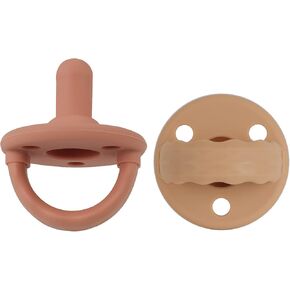 Soother Pacifier,Food Grade Silicone Pacifiers with Handle & 3 Holes for Added Safety, BPA Free, 2 Pack (Muted+Apricot) in Saudi Arabia