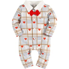 bilison Baby Boy Valentines Day Outfit Gentleman Bowtie Tuxedo Suit One Piece Romper Jumpsuit Overall Clothes Set
