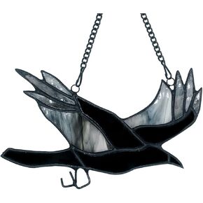 ZKULL Raven Decor الزجاج الملون - الشذوذات والفضول ديكور غريب الأطوار - ديكور قوطي ديكور المنزل القوطي - هدايا الغراب لإضافة مخيف إلى أرواحك in Kuwait