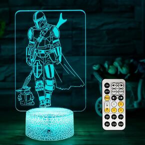 Star Wars Night Light for Kids Star Wars Gifts Mandalorian Action Figures Lamp with Timing Remote Control and 16 Color Changing Kids Room Decor Lamp Cool Stuff Boys Girls Christmas Birthday Gifts in Saudi Arabia