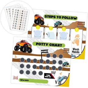 مخطط ملصقات التدريب على استخدام المرحاض من مونستر تراك، مخطط ملصقات مكافآت المرحاض للأطفال الصغار الأولاد والبنات، 10 مخطط للنونية مع 216 ملصقًا، وقت استخدام المرحاض لتعليم الأطفال في المدارس أو التدريب المنزلي -08 in Kuwait