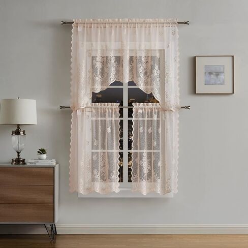 Warm Home Designs 3 Piece White Kitchen Window Curtains Set Includes 2 36 Inch Curtains & Kitchen Valance. Apple Kitchen Curtains Set for Apple Decor or Apple Kitchen Decor. KI White Apple in Saudi Arabia