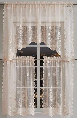 Warm Home Designs 3 Piece White Kitchen Window Curtains Set Includes 2 36 Inch Curtains & Kitchen Valance. Apple Kitchen Curtains Set for Apple Decor or Apple Kitchen Decor. KI White Apple in Saudi Arabia