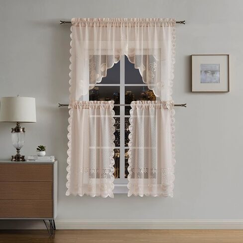 Warm Home Designs 3 Piece White Kitchen Window Curtains Set Includes 2 36 Inch Curtains & Kitchen Valance. Apple Kitchen Curtains Set for Apple Decor or Apple Kitchen Decor. KI White Apple in Saudi Arabia