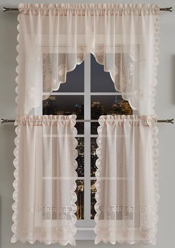 Warm Home Designs 3 Piece White Kitchen Window Curtains Set Includes 2 36 Inch Curtains & Kitchen Valance. Apple Kitchen Curtains Set for Apple Decor or Apple Kitchen Decor. KI White Apple in Saudi Arabia