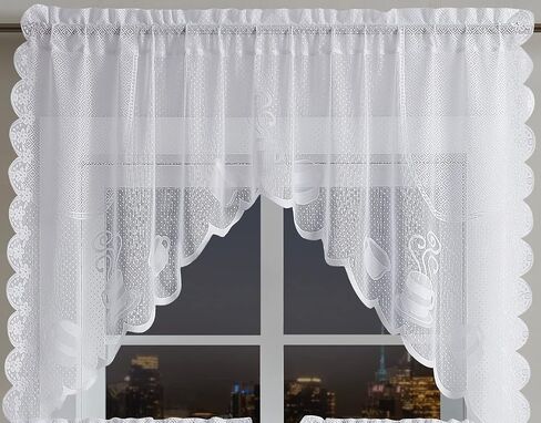 Warm Home Designs 3 Piece White Kitchen Window Curtains Set Includes 2 36 Inch Curtains & Kitchen Valance. Apple Kitchen Curtains Set for Apple Decor or Apple Kitchen Decor. KI White Apple in Saudi Arabia