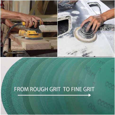 أقراص صنفرة PSA ذاتية اللصق مقاس 6 بوصات من MAXMAN، 35 قطعة من ورق الصنفرة 800 حبيبة رطب وجاف أخضر مدعوم بورق صنفرة مداري عشوائي للخشب والصنفرة المعدنية وتلميع السيارات in Kuwait