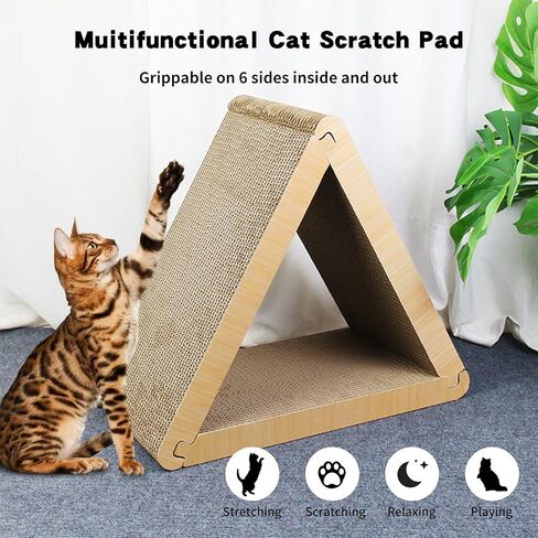 لوح خدش للقطط، لوح خدش للقطط من الورق المقوى المثلث، 6 جوانب قابلة للاستخدام للقطط للقطط الداخلية تمنع تلف سجاد الأثاث، لوح خدش مثلث كبير متين للقطط in Kuwait