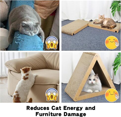 لوح خدش للقطط، لوح خدش للقطط من الورق المقوى المثلث، 6 جوانب قابلة للاستخدام للقطط للقطط الداخلية تمنع تلف سجاد الأثاث، لوح خدش مثلث كبير متين للقطط in Kuwait