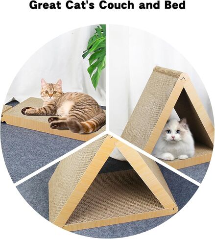 لوح خدش للقطط، لوح خدش للقطط من الورق المقوى المثلث، 6 جوانب قابلة للاستخدام للقطط للقطط الداخلية تمنع تلف سجاد الأثاث، لوح خدش مثلث كبير متين للقطط in Kuwait