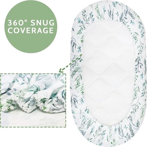 ملاءة سرير للطفل الرضيع للفتاة والفتيان من القطن الناعم القابل للتمدد من نسيج جيرسي ملائم للاستخدام على المرتبة البيضاوية والساعة الرملية، 2 حزمة، ورقة خضراء in Kuwait