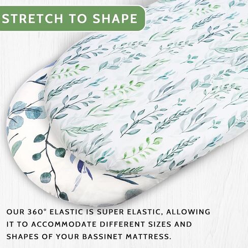 ملاءة سرير للطفل الرضيع للفتاة والفتيان من القطن الناعم القابل للتمدد من نسيج جيرسي ملائم للاستخدام على المرتبة البيضاوية والساعة الرملية، 2 حزمة، ورقة خضراء in Kuwait