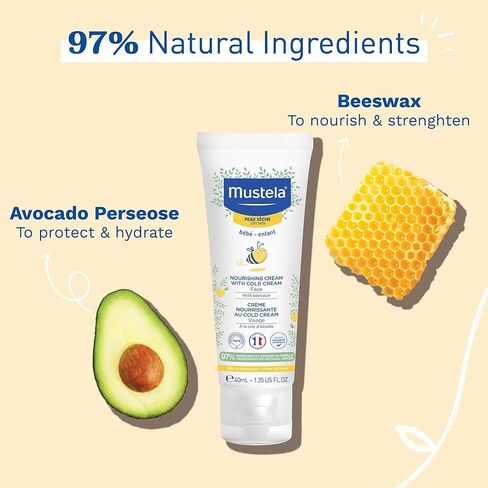 كريم موستيلا المغذي للوجه - مرطب يومي للبشرة الجافة - مع الأفوكادو الطبيعي والكريم البارد وشمع العسل - 1.35 أونصة. أوقية. - قد تختلف التعبئة والتغليف in Kuwait