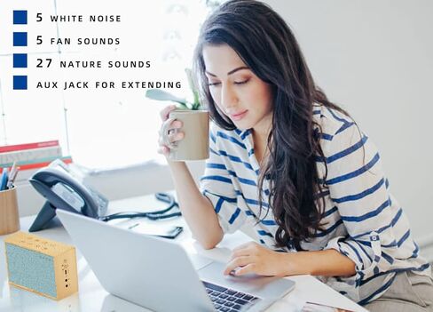 ليكسنيك الة ضوضاء بيضاء، الة صوت نوم خشبية مع وقت تشغيل 24 ساعة، مكبرات صوت مزدوجة ستيريو HD 6 واط وصوت جهوري مع 37 صوت نوم مهدئ بدون حلقة للاطفال والبالغين in Kuwait