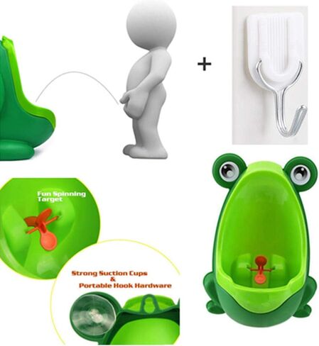 نونية تدريب للأولاد على التبول على شكل ضفدع لطيف مع خطاف - نونية للأطفال توضع في الأطفال مع هدف مضحك - باللون الأخضر الغامق in Kuwait