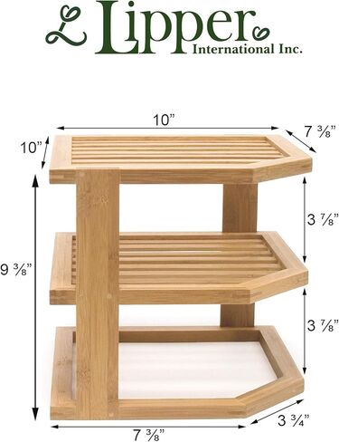 ليبر انترناشونال رف تخزين للمطبخ من 3 طبقات من خشب الخيزران 8883، 10 انش × 10 انش × 9-1/2 انش in Kuwait