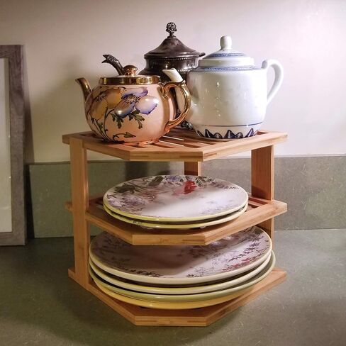 ليبر انترناشونال رف تخزين للمطبخ من 3 طبقات من خشب الخيزران 8883، 10 انش × 10 انش × 9-1/2 انش in Kuwait