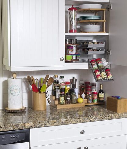 ليبر انترناشونال رف تخزين للمطبخ من 3 طبقات من خشب الخيزران 8883، 10 انش × 10 انش × 9-1/2 انش in Kuwait