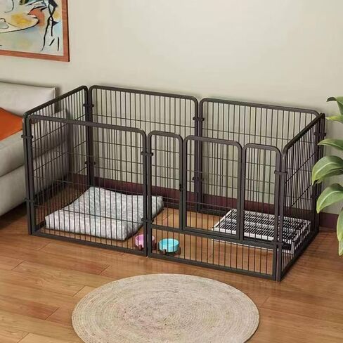 Fhiny Dog Playpen، 6 لوحات داخلية سياج هزلي ممارسة القلم المحمولة جرو بيت الكلب الثقيلة الضميمة المعدنية في الهواء الطلق قفص قفص للكلاب الصغيرة المتوسطة الأرانب القطط in Saudi Arabia
