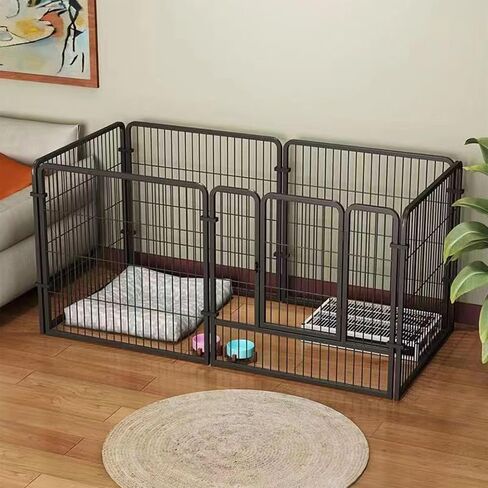 Fhiny Dog Playpen، 6 لوحات داخلية سياج هزلي ممارسة القلم المحمولة جرو بيت الكلب الثقيلة الضميمة المعدنية في الهواء الطلق قفص قفص للكلاب الصغيرة المتوسطة الأرانب القطط in Saudi Arabia