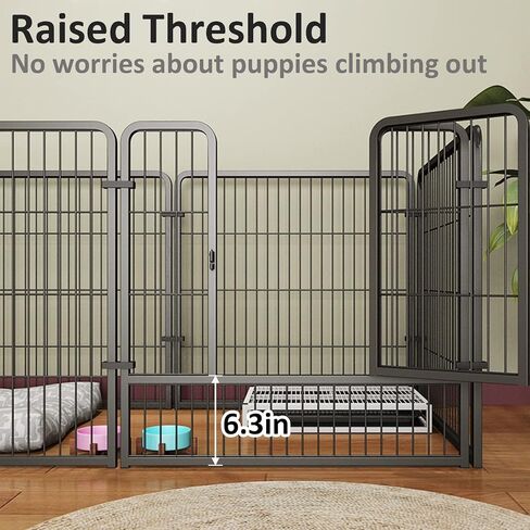 Fhiny Dog Playpen، 6 لوحات داخلية سياج هزلي ممارسة القلم المحمولة جرو بيت الكلب الثقيلة الضميمة المعدنية في الهواء الطلق قفص قفص للكلاب الصغيرة المتوسطة الأرانب القطط in Saudi Arabia