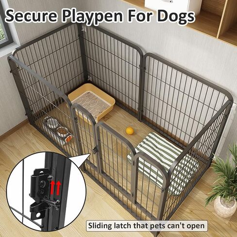Fhiny Dog Playpen، 6 لوحات داخلية سياج هزلي ممارسة القلم المحمولة جرو بيت الكلب الثقيلة الضميمة المعدنية في الهواء الطلق قفص قفص للكلاب الصغيرة المتوسطة الأرانب القطط in Saudi Arabia