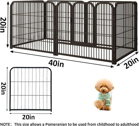 Fhiny Dog Playpen، 6 لوحات داخلية سياج هزلي ممارسة القلم المحمولة جرو بيت الكلب الثقيلة الضميمة المعدنية في الهواء الطلق قفص قفص للكلاب الصغيرة المتوسطة الأرانب القطط in Saudi Arabia